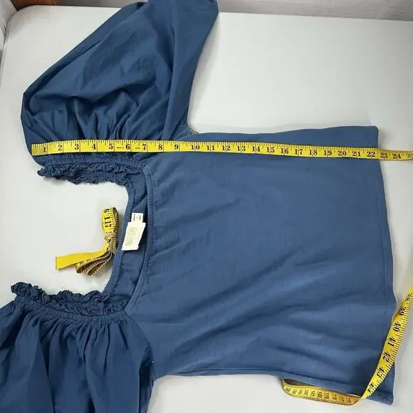 Nation LTD Top Womens Medium Carolina Blue‎ Dale Renaissance Puff Sleeve NWT - Picture 9 of 10